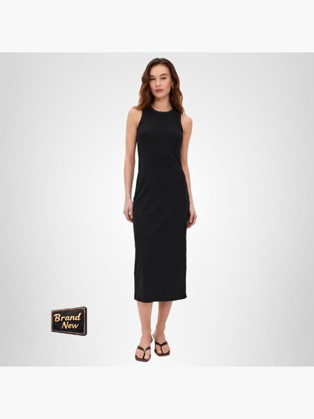 Z Supply Midi Dress Ribbed Jersey Crochet Trim Sleeveless Pullover